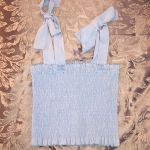 Ruched Tube Top with Bow Straps